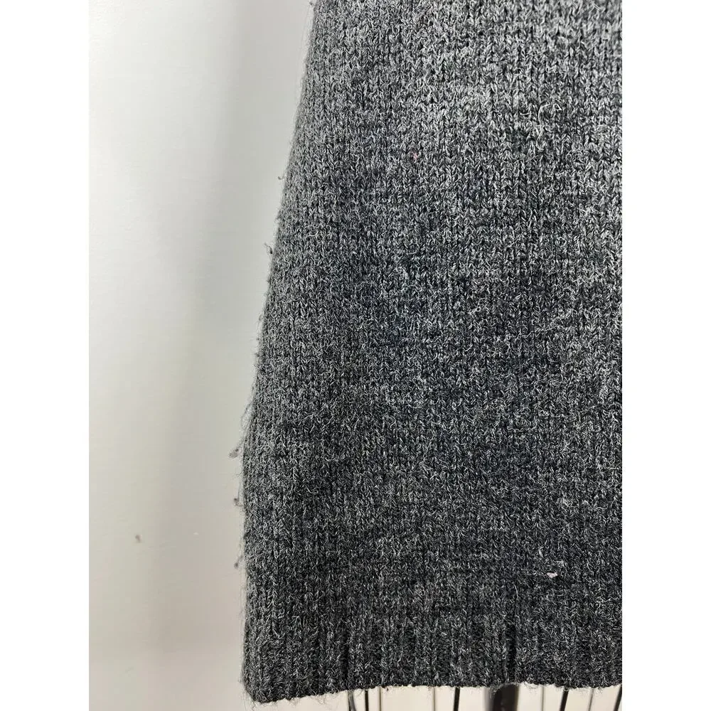 Sisters Dark Gray Wool Blend Fur Trim Short Sleeve Cardigan Sweater S Small
